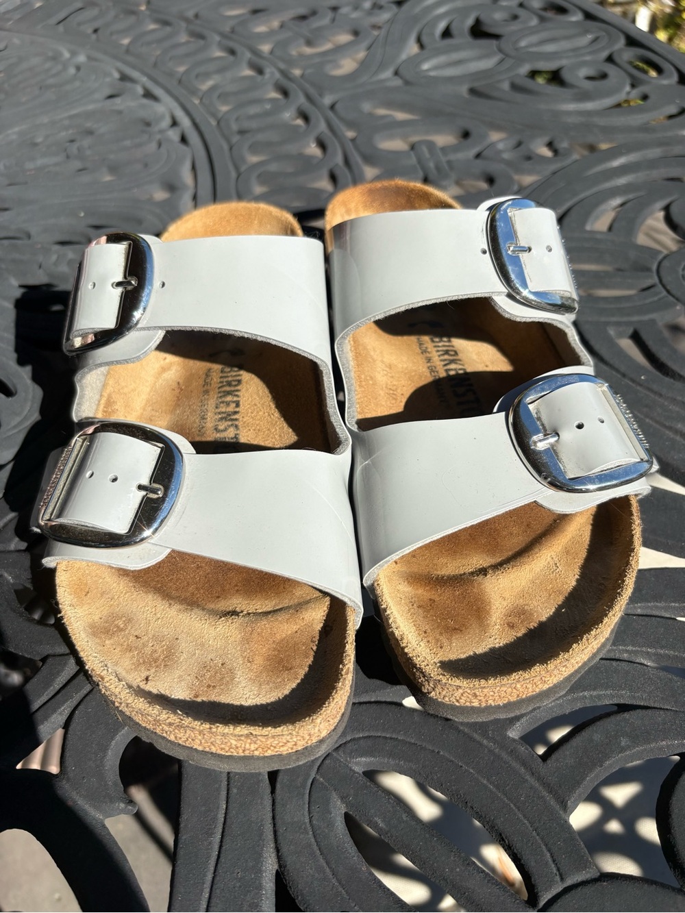 Birkenstock White Double-Buckle Slide Sandals for Women